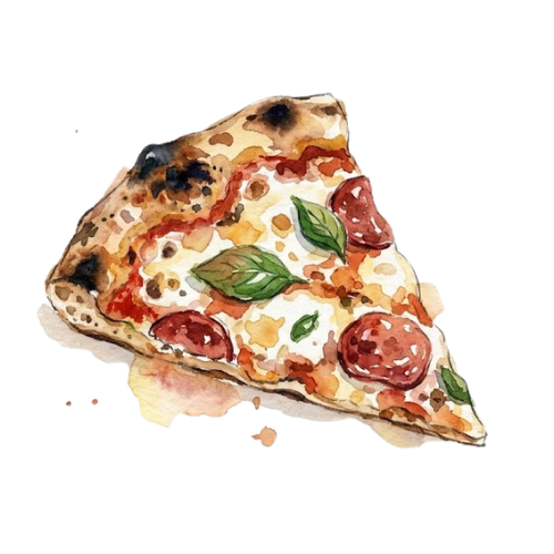 Watercolor pizza slice